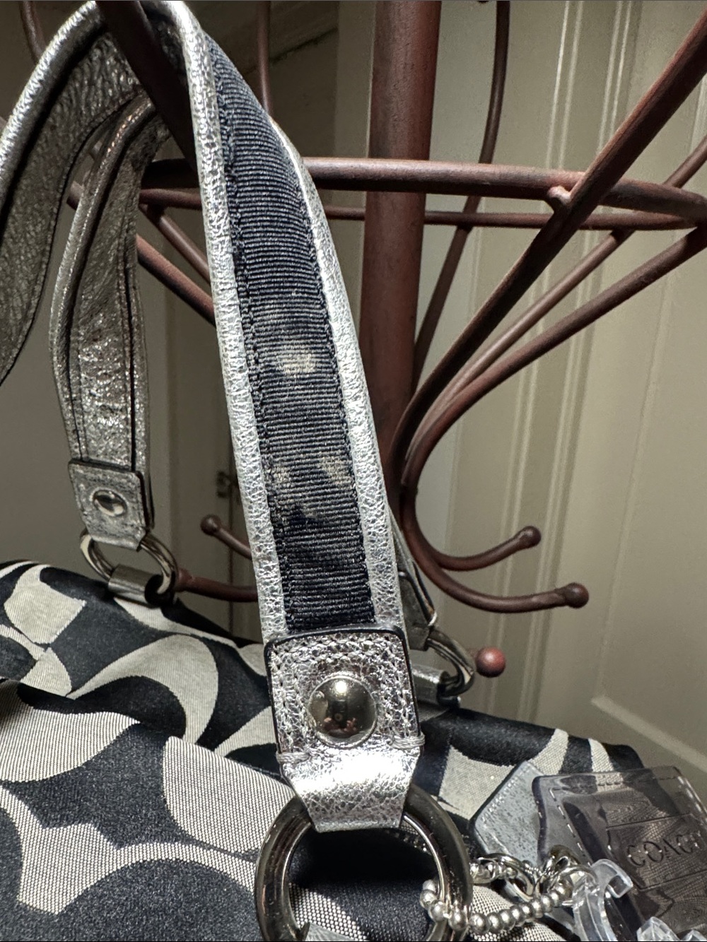 Coach Black and Silver Signature Satchel - Picture 6 of 8